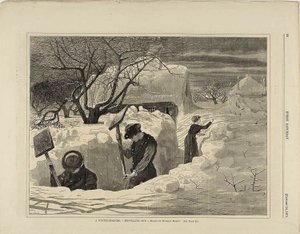 雪かきをする冬の朝 作： Winslow Homer