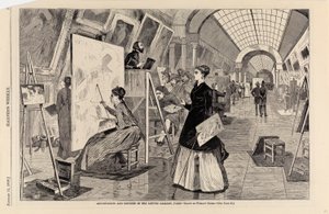 パリのルーヴル美術館の画学生と模写家たち（1868年1月11日付『Harper