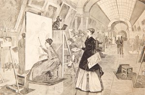 1868年1月11日、パリのルーブル美術館の美術学生と模倣者 作： Winslow Homer