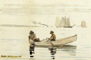 少年釣り、グロスターハーバー、1880 作： Winslow Homer