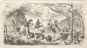 キャンプミーティングスケッチ：料理、1858年。 作： Winslow Homer