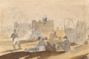 休息する有蓋貨車付きキャラバン［直方体］1861年 作： Winslow Homer