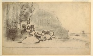 海辺、カラーコーツ、イギリスで遊ぶ子供たち 作： Winslow Homer