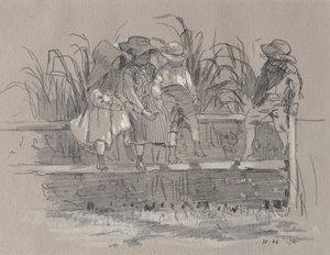 フェンスに座る子供たち 作： Winslow Homer
