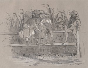 フェンスに座る子供たち 作： Winslow Homer