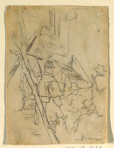 素描「陸軍の野営地」1862年 作： ウィンスロー・ホーマー