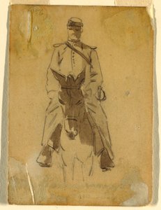 ドローイング、騎兵将校と馬の頭部、1862年