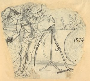 ドローイング『ファーザー・タイム』1874年 作： ウィンスロー・ホーマー