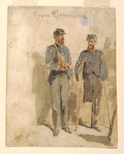 デッサン「リッチモンドより」、負傷した2人の兵士、1862年 作： ウィンスロー・ホーマー