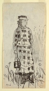 素描《ランチペールを持つ少女》1879年
