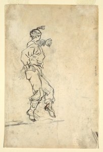 図面、大砲に装填する銃隊員、おそらく1861年