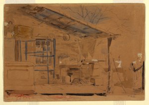ドローイング、ポーチのある家、1858-60年頃