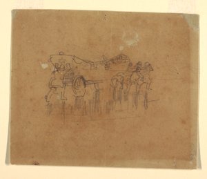 素描、馬車付き救命艇（油彩画「難破船」のための習作、1896年、カーネギー・インスティテュート、ピッツバーグ、ペンシルバニア）、1895-96年［あるいは1881年］。 作： ウィンスロー・ホーマー