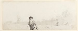 デッサン、鎌を持つ男、1865年頃 作： ウィンスロー・ホーマー