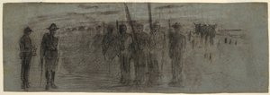 戦隊を視察する将校と補佐官（1864年頃）。 作： Winslow Homer