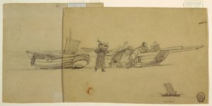 素描、フィッシング・ドリーの一部、イギリス、1881-82年 作： ウィンスロー・ホーマー