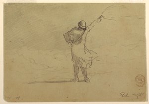 素描「赤い光」、おそらく1883年 作： ウィンスロー・ホーマー