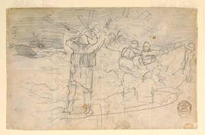素描、赤い光、おそらく1883年 作： Winslow Homer