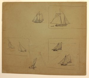 素描、帆船のスケッチ、1881-82年