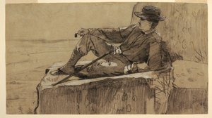 ドローイング、「休息する登山者」のための習作、1868-69年
