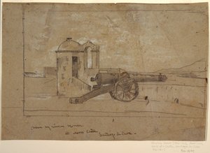 ドローイング、「サーチライト、港の入り口、サンティアゴ・デ・クーバ」のための習作、1885年 作： ウィンスロー・ホーマー