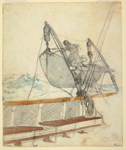 ドローイング、『遭難信号』のための習作、1881年 作： ウィンスロー・ホーマー