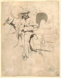 素描、アフリカ系アメリカ人のチーム労働者の習作、1864年頃 作： ウィンスロー・ホーマー