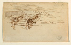 図面、進水する2隻のドリー（イギリス、1881年