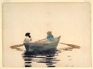 素描《手漕ぎボートの二人の少女》1876-80年