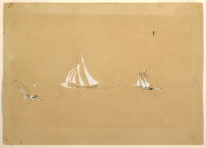 素描、2隻のスクーナー、1880年