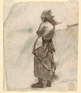 素描《海を眺める女》カラーコーツ、イギリス、1881-82年 作： ウィンスロー・ホーマー