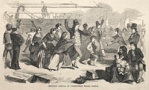 1857年、ボストンのコンスティテューションワーフへの移民の到着。 作： Winslow Homer