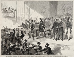 1860年12月3日、マサチューセッツ州ボストンのトレモント寺院からの黒人とアボリショニストの追放 作： Winslow Homer