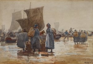 カラーコーツのビーチでフィッシャーフォーク 作： Winslow Homer