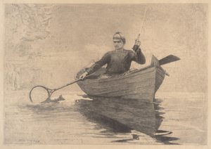 フライフィッシング、サラナク湖、1889 作： Winslow Homer