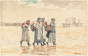 浜辺の 4 つのフィッシュワイフ 作： Winslow Homer