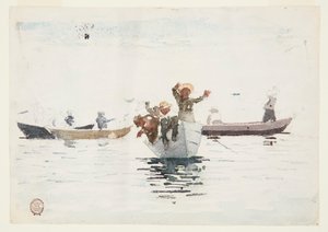 子供と手漕ぎボート 4 隻 作： Winslow Homer