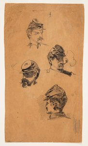 兵士の頭部に関する 4 つの研究 作： Winslow Homer