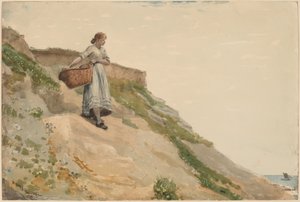 かごを運ぶ女の子 作： Winslow Homer