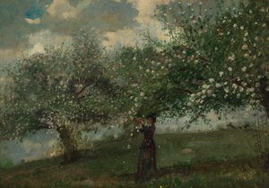 リンゴの花を摘む少女 1879年 作： Winslow Homer