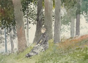 木立の中に座る少女 作： ウィンスロー・ホーマー
