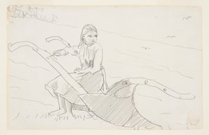 鋤に座る少女 作： Winslow Homer
