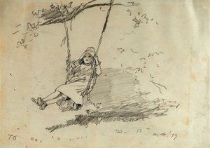 スイングの少女、1879 作： Winslow Homer