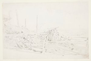 干し草の山とレールフェンス 作： Winslow Homer