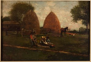 干し草の山と子供たち 作： Winslow Homer