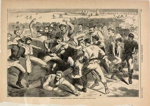 キャンプの休日-フットボールで遊ぶ兵士たち 作： Winslow Homer