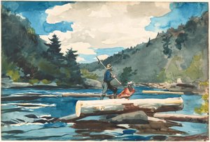ハドソン川、伐採、1891-1892年。 作： Winslow Homer