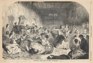 ハーパーのニューイングランドのトウモロコシの殻むき 作： Winslow Homer