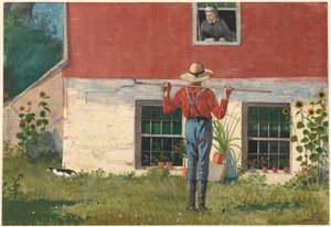 庭で (素朴な求愛) 作： Winslow Homer