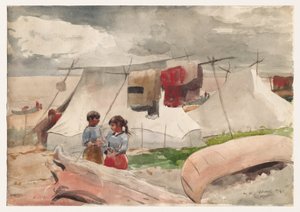 インディアン・キャンプ、ロバーバル、P.Q. 作： Winslow Homer